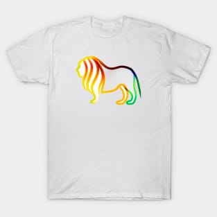 Cute Color Gradient Lion Shape Outline Drawing T-Shirt